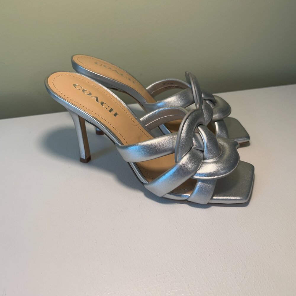 Coach Women's Kellie Metallic Leather High Heel Sandals - Picture 3 of 11